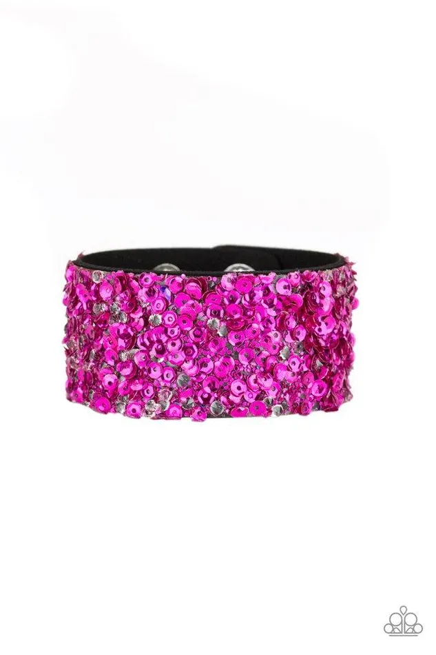 Paparazzi Jewelry Bracelets Paparazzi Bracelet Starry Sequins Pink