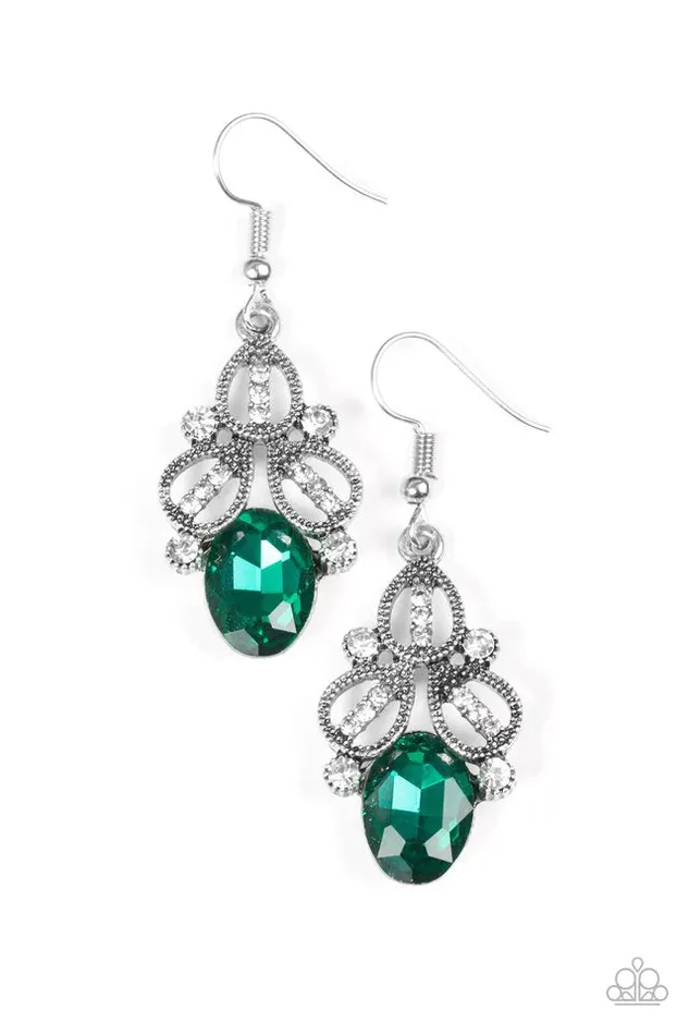 Paparazzi Jewelry Earrings Paparazzi Earring A CROWN Pleaser Green