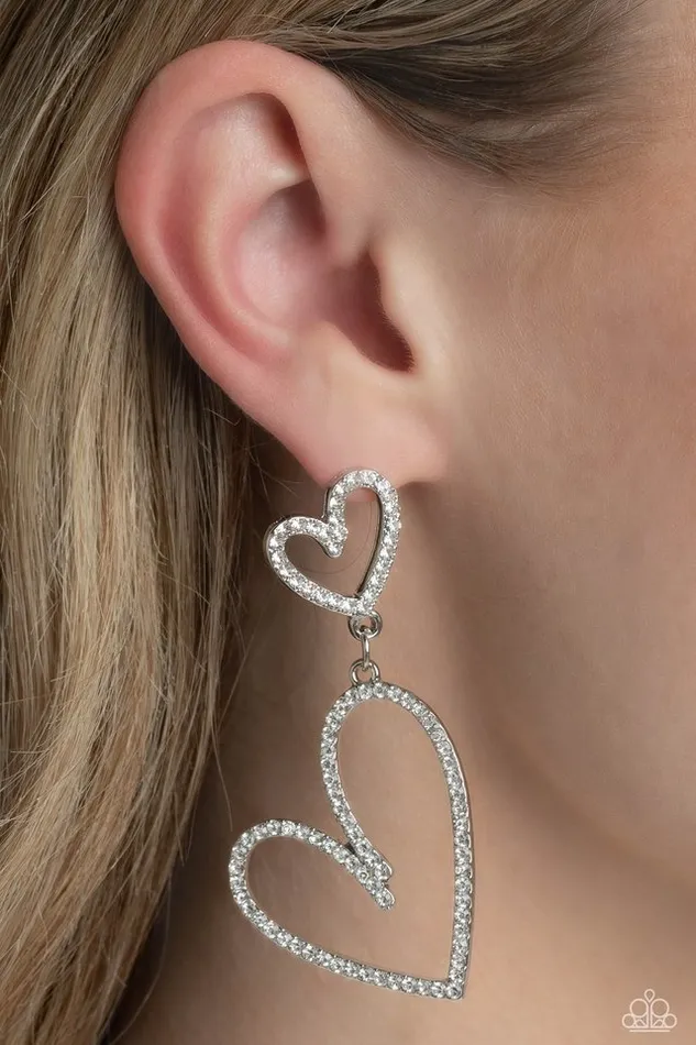 Paparazzi Jewelry Earrings Paparazzi Earring Doting Duo White