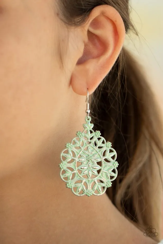 Paparazzi Jewelry Earrings Paparazzi Earring Floral Affair Green