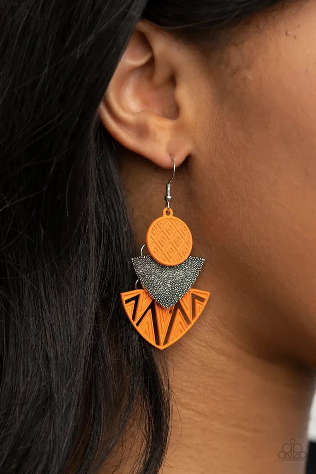 Paparazzi Jewelry Earrings Paparazzi Earring Jurassic Juxtaposition Orange