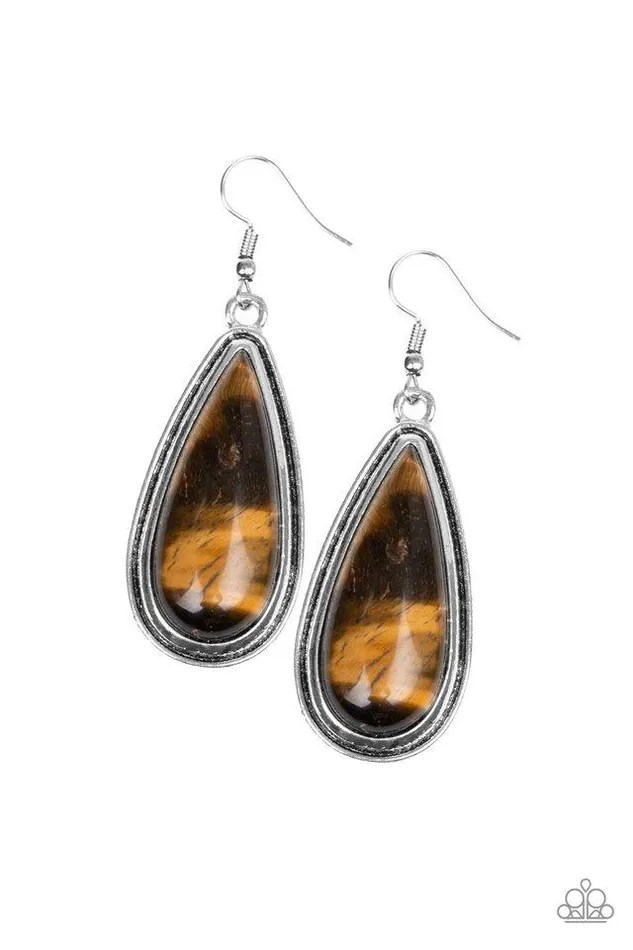 Paparazzi Jewelry Earrings Paparazzi Earring Oasis Sheen Brown Paparazzi Jewelry Earrings Paparazzi Earring Oasis Sheen Brown