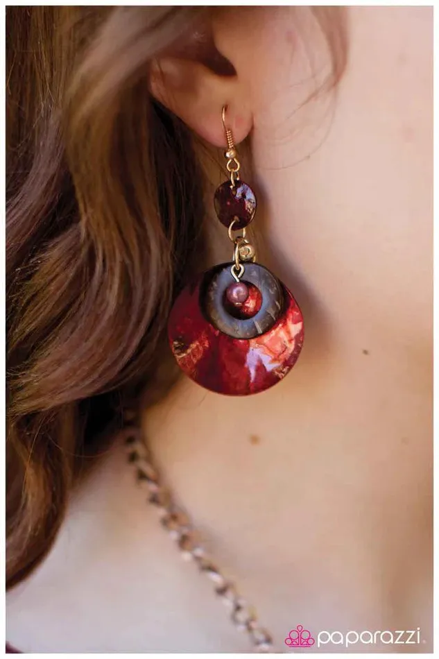 Paparazzi Jewelry Earrings Paparazzi Earring Out Of Your Shell Red