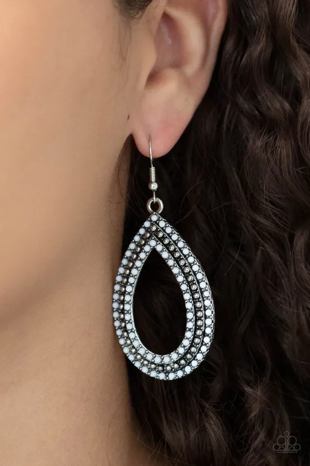 Paparazzi Jewelry Earrings Paparazzi Earring Tear Tracks White