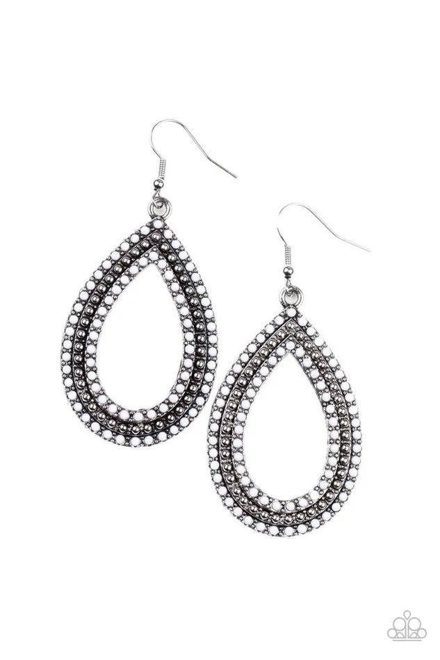 Paparazzi Jewelry Earrings Paparazzi Earring Tear Tracks White Paparazzi Jewelry Earrings Paparazzi Earring Tear Tracks White