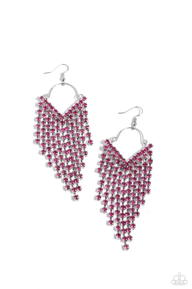 Paparazzi Jewelry Earrings Paparazzi Earring V Fallin Pink Paparazzi Jewelry Earrings Paparazzi Earring V Fallin Pink