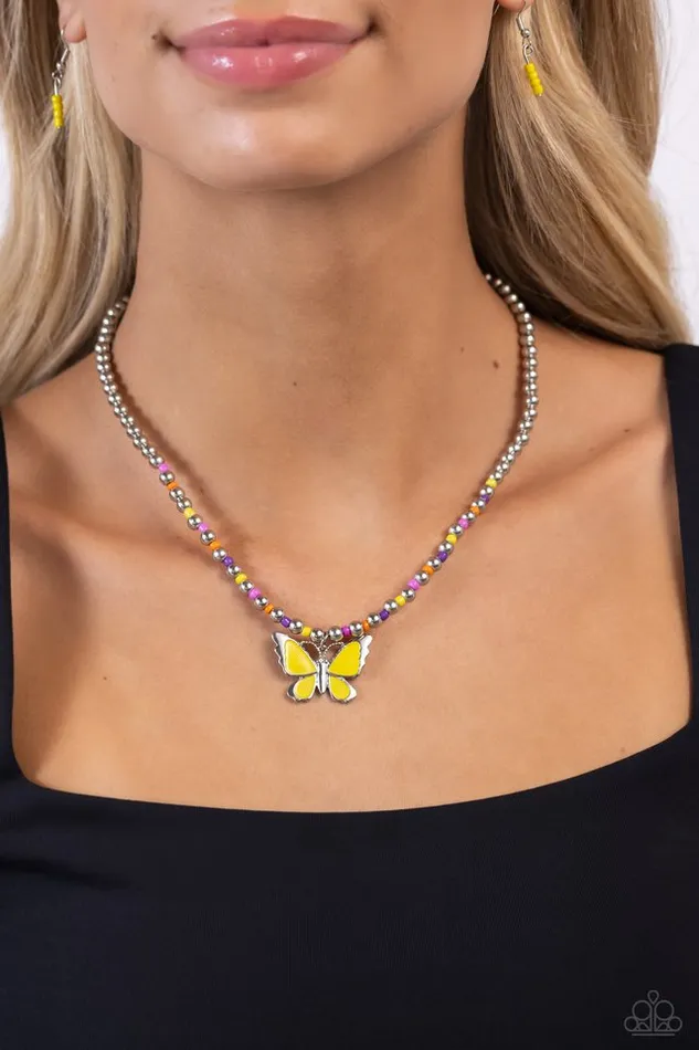 Paparazzi Jewelry Necklaces Paparazzi Necklace Vibrant Flutter Yellow