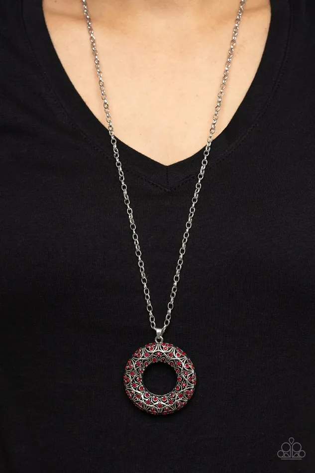 Paparazzi Jewelry Necklaces Paparazzi Necklace Wintry Wreath Red