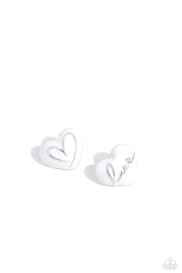 Paparazzi Jewelry Paparazzi Earring Glimmering Love White Earrings Paparazzi Jewelry Paparazzi Earring Glimmering Love White Earrings