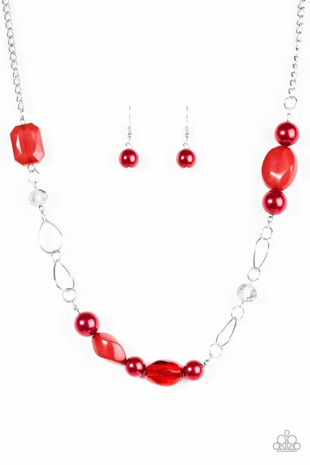 Paparazzi Jewelry Paparazzi Necklace Beam Away Red Necklaces
