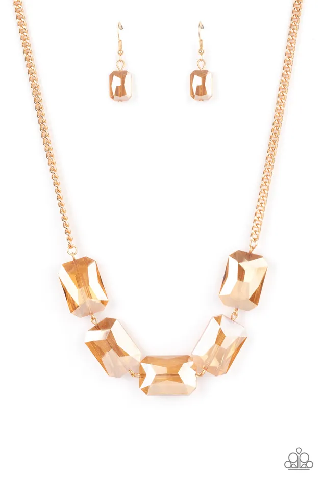 Paparazzi Jewelry Paparazzi Necklace EMP Exclusive Heard It On The HEIRWaves Gold Necklaces Paparazzi Jewelry Paparazzi Necklace EMP Exclusive Heard It On The HEIRWaves Gold Necklaces