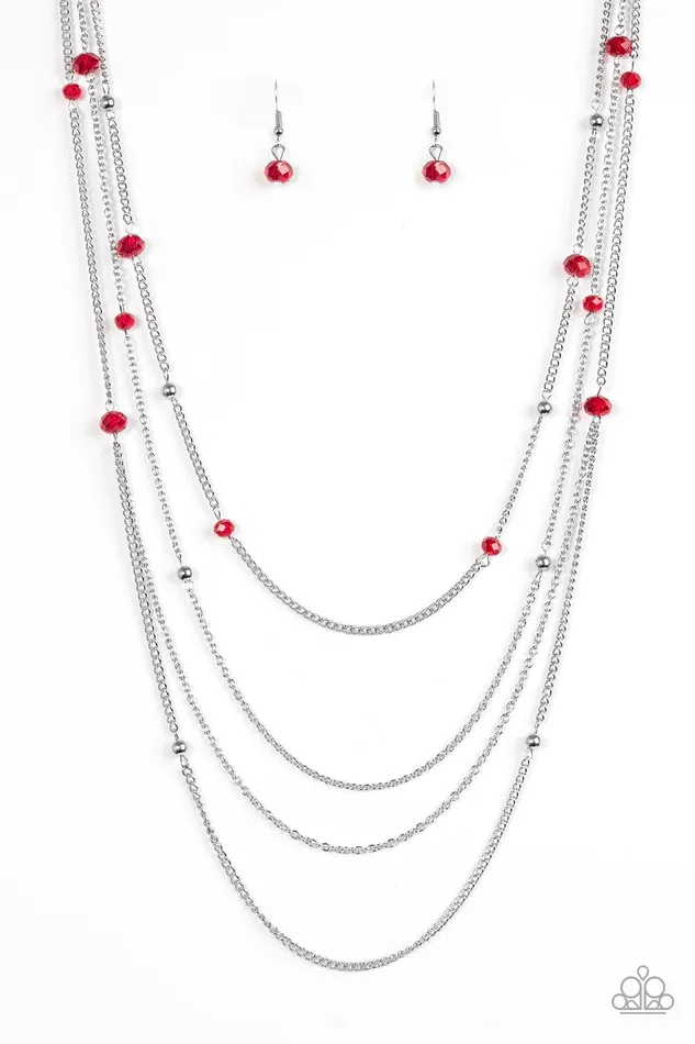 Paparazzi Jewelry Paparazzi Necklace On The Front SHINE Red Necklaces