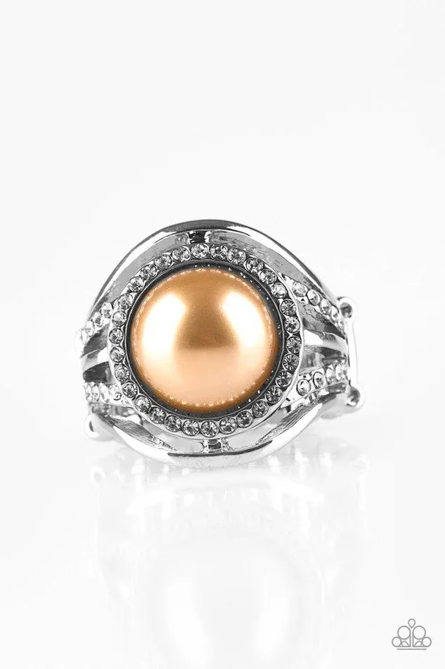 Paparazzi Jewelry Rings Paparazzi Ring Pampered In Pearls Brown