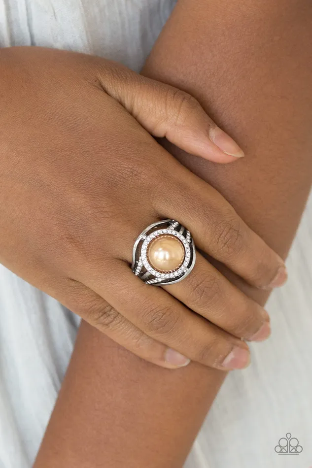 Paparazzi Jewelry Rings Paparazzi Ring Pampered In Pearls Brown