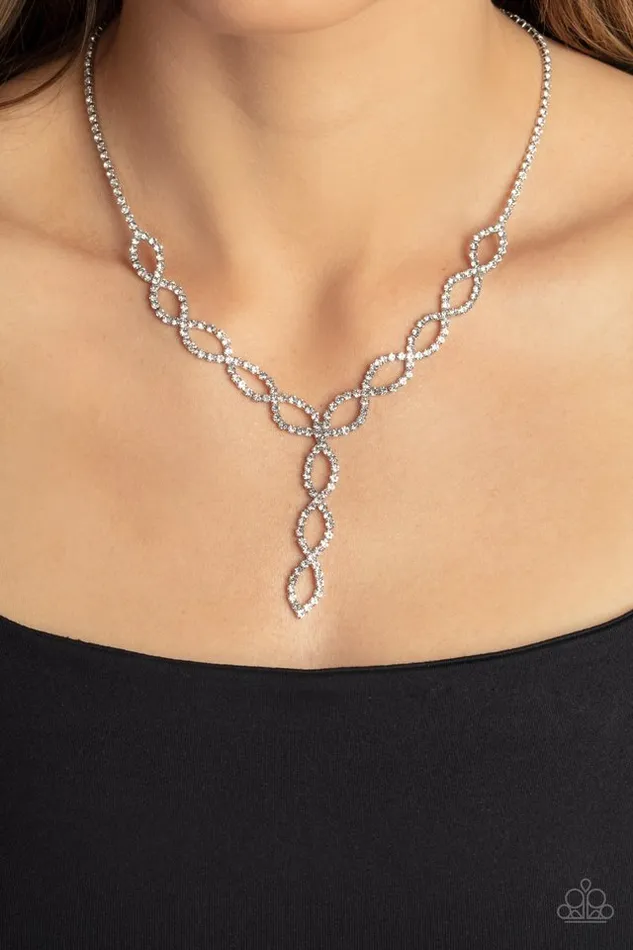Paparazzi Necklace Infinitely Icy White Paparazzi Jewelry Necklaces