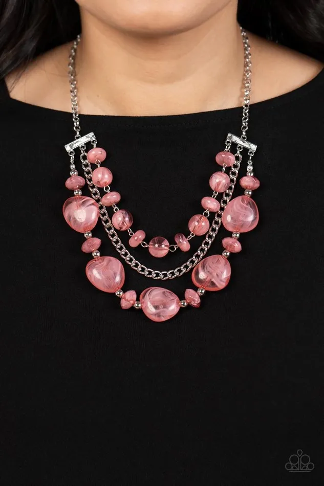 Paparazzi Necklace Oceanside Service Pink Paparazzi Jewelry Necklaces