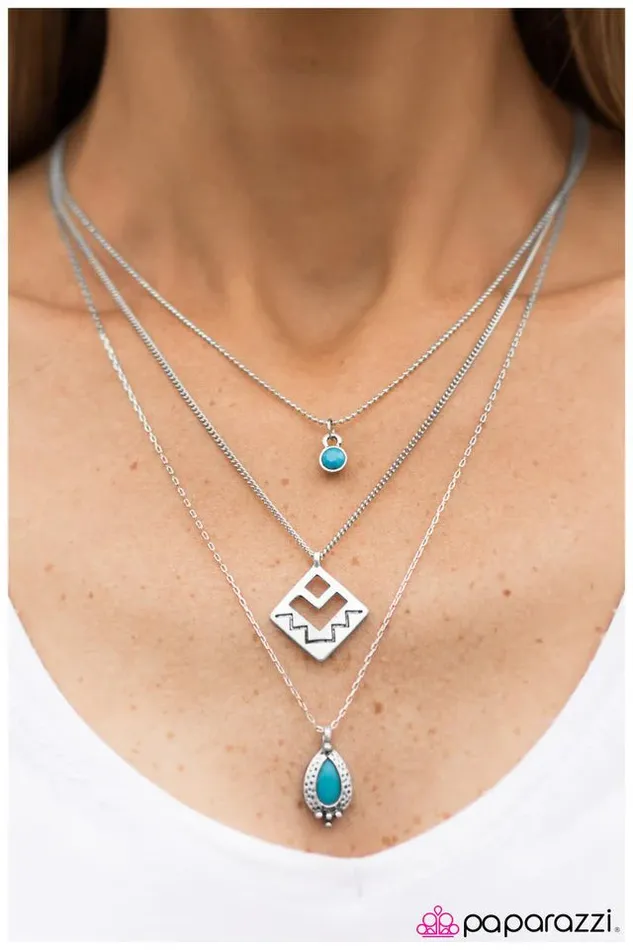 Paparazzi Necklace Run For The Hills Blue Paparazzi Jewelry Necklaces