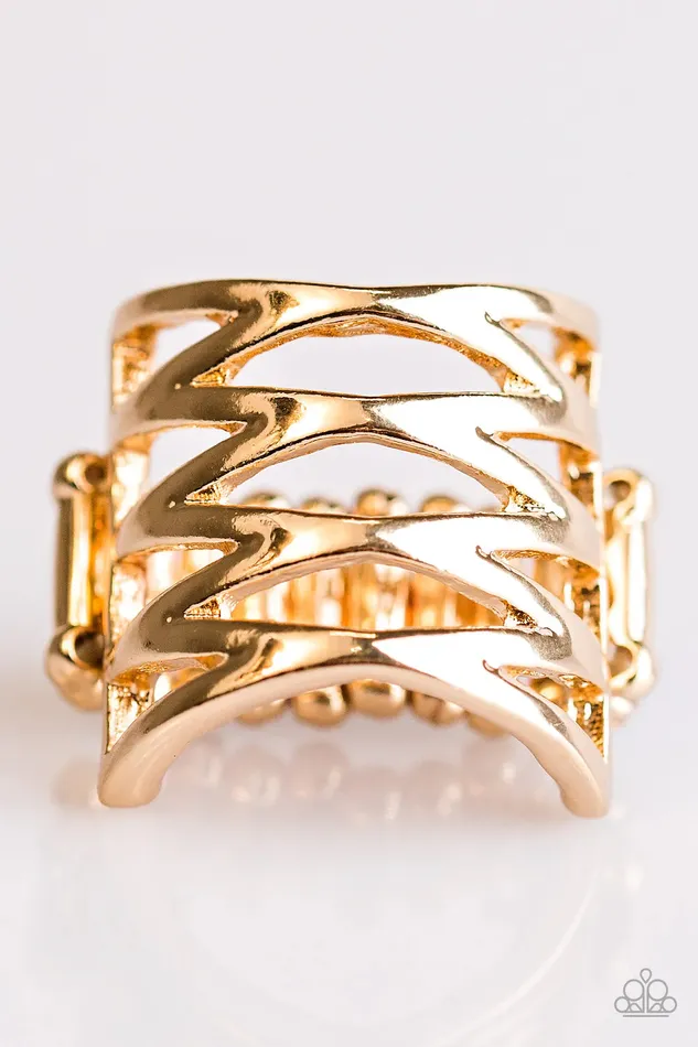 Paparazzi Ring Trapped In Shimmer Gold Paparazzi Jewelry Rings