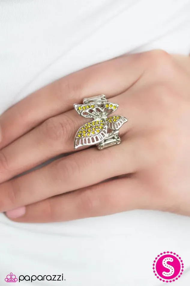 Paparazzi Ring With Brave Wings She Flies Yellow Paparazzi Jewelry Rings