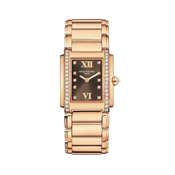 Patek Philippe Twenty 4 30mm Womens Watch Ref 491011R010 Chocolate Brown Dial Diamond Case in 18K Rose Gold Bracelet Patek Philippe Bracelets Patek Philippe Twenty 4 30mm Womens Watch Ref 491011R010 Chocolate Brown Dial Diamond Case in 18K Rose Gold Bracelet Patek Philippe Bracelets