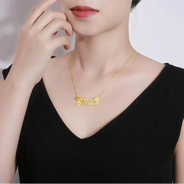 Personalized Memorial Initial Double Name Emoji Necklace Sterling Silver Belbren Necklaces