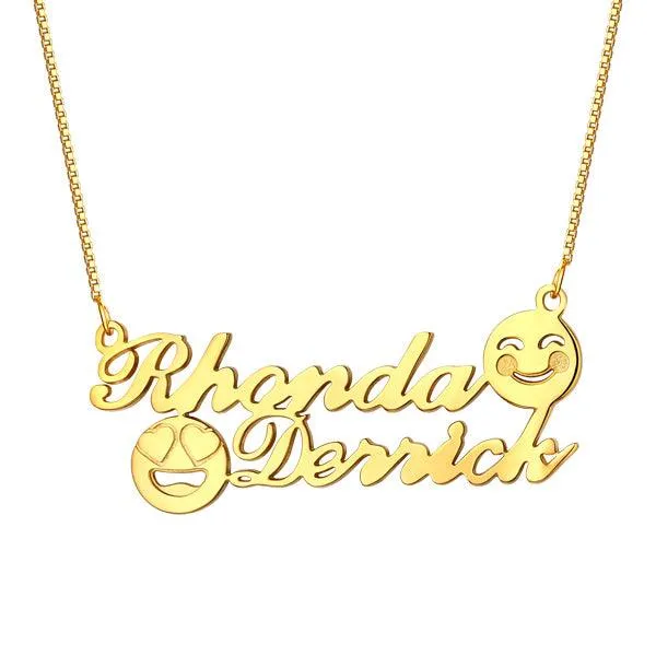 Personalized Memorial Initial Double Name Emoji Necklace Sterling Silver Belbren Necklaces