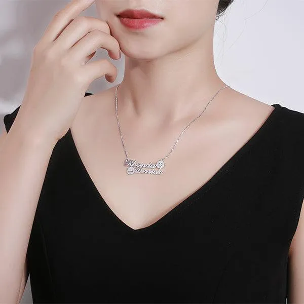 Personalized Memorial Initial Double Name Emoji Necklace Sterling Silver Belbren Necklaces