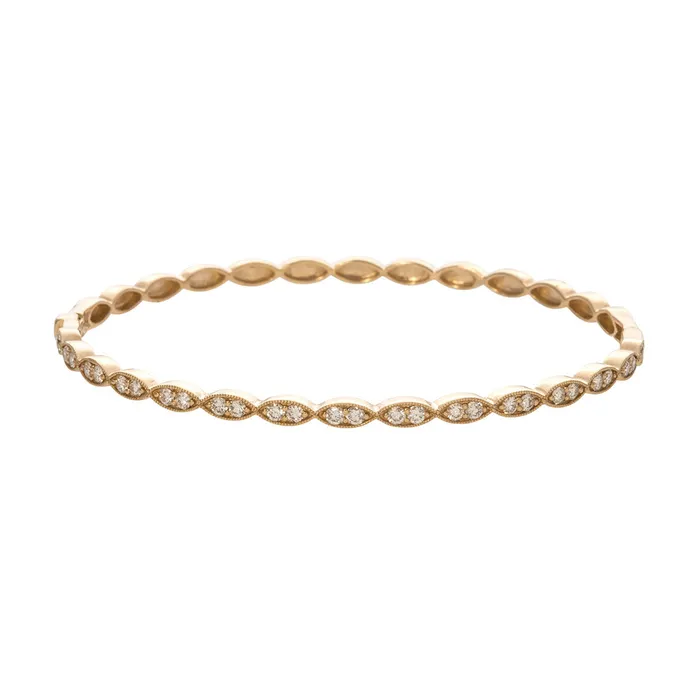 PreStyled Sets Croghans Diamond 14K Yellow Gold Milgrain Marquise Bangle
