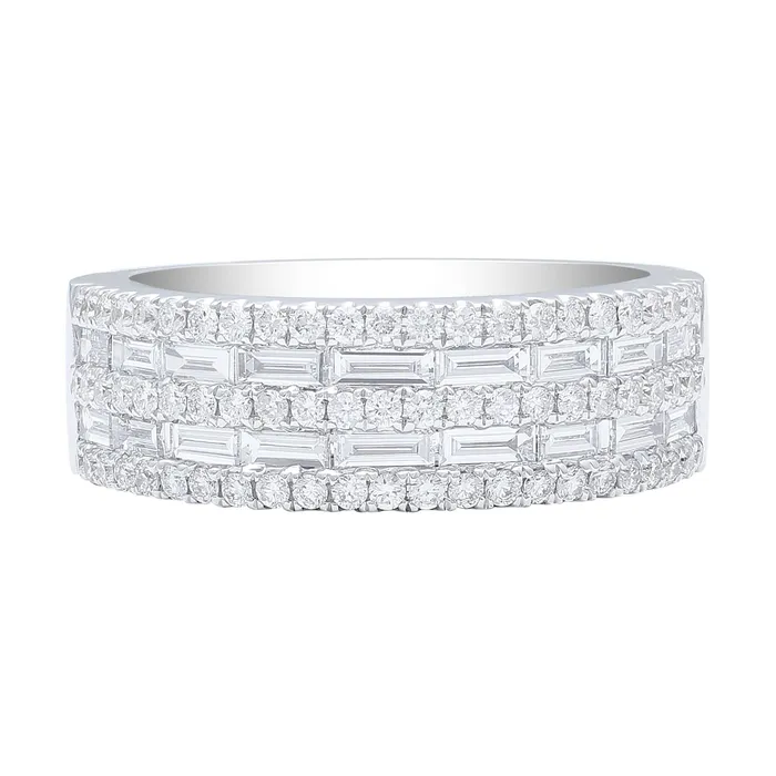 Rings CJ Charles Jewelers 18kt White Gold Round Brilliant Baguette Diamond Band Rings CJ Charles Jewelers 18kt White Gold Round Brilliant Baguette Diamond Band