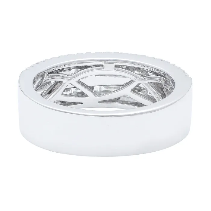 Rings CJ Charles Jewelers 18kt White Gold Round Brilliant Baguette Diamond Band Rings CJ Charles Jewelers 18kt White Gold Round Brilliant Baguette Diamond Band