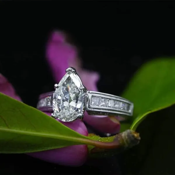 Rings Diamond Source NYC GIA Certified Diamond Engagement Ring Set in 14K White Gold 257ct tw Pear Shape Princess Cut Round Brilliant Natrual Diamonds