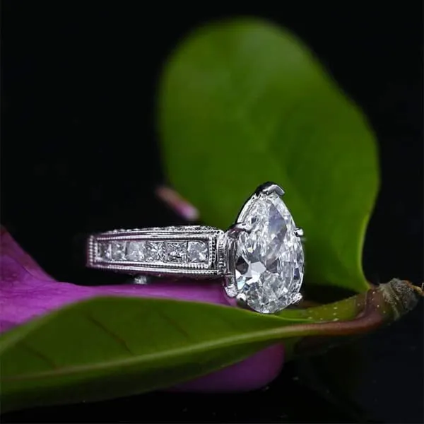 Rings Diamond Source NYC GIA Certified Diamond Engagement Ring Set in 14K White Gold 257ct tw Pear Shape Princess Cut Round Brilliant Natrual Diamonds