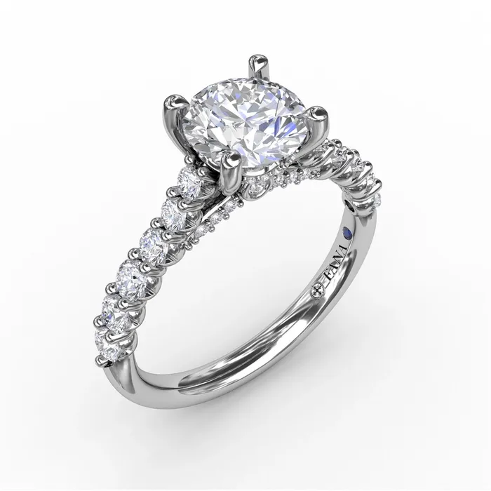 Rings Fana 14K White Gold Contemporary Diamond Engagement Ring With Hidden Halo