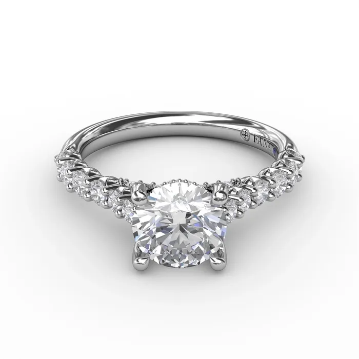 Rings Fana 14K White Gold Contemporary Diamond Engagement Ring With Hidden Halo Rings Fana 14K White Gold Contemporary Diamond Engagement Ring With Hidden Halo