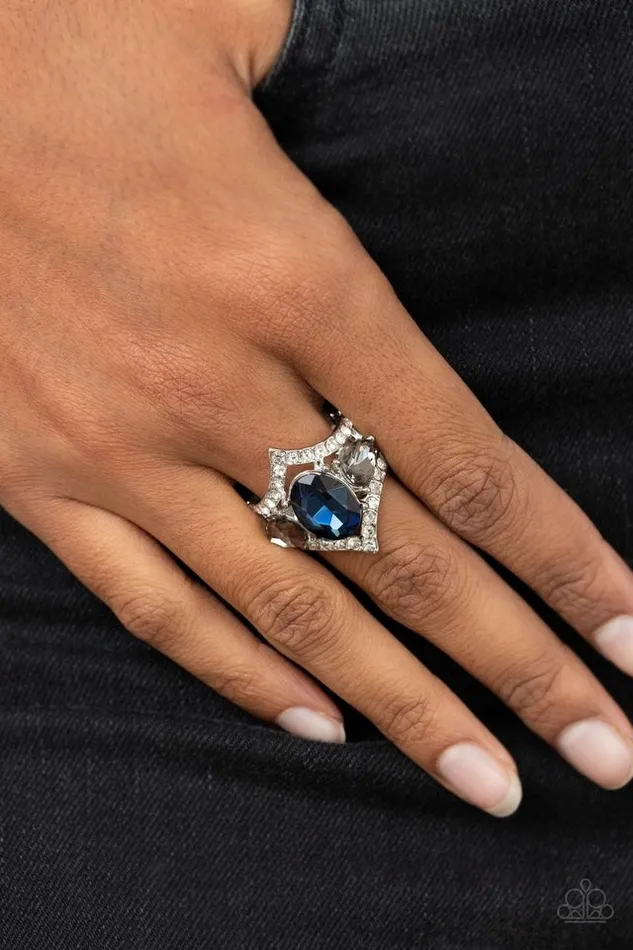 Rings Paparazzi Jewelry Paparazzi Ring Bow Down to Dazzle Blue