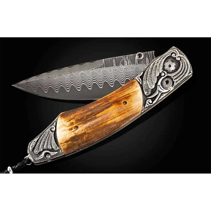 Rings William Henry William Henry Pocketknife with Carved Sterling Silver and Fossil Mammoth Ivory Bark Rings William Henry William Henry Pocketknife with Carved Sterling Silver and Fossil Mammoth Ivory Bark
