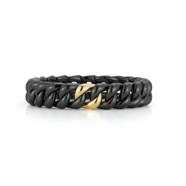 Roberto Demeglio Black Ceramic Stretch Link Bracelet with 18K Yellow Gold Link Roberto Demeglio Bracelets