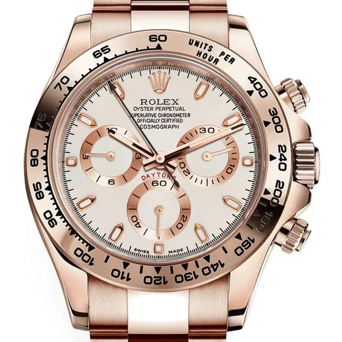 Rolex Bracelets Rolex Cosmograph Daytona 40mm Ref 1165050010 Ivory Index Dial 18K Rose Gold Oyster Bracelet Mens Watch
