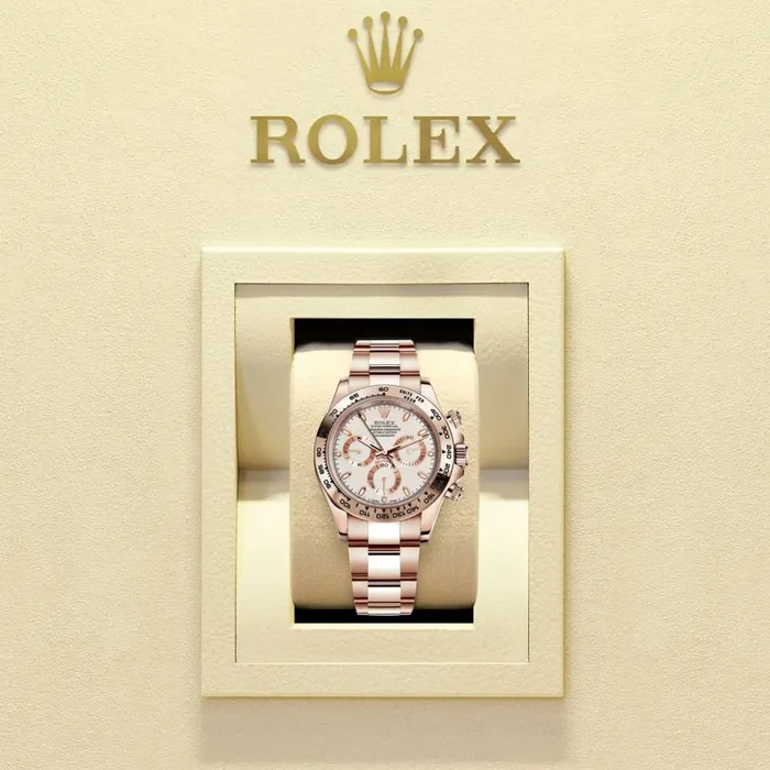 Rolex Bracelets Rolex Cosmograph Daytona 40mm Ref 1165050010 Ivory Index Dial 18K Rose Gold Oyster Bracelet Mens Watch