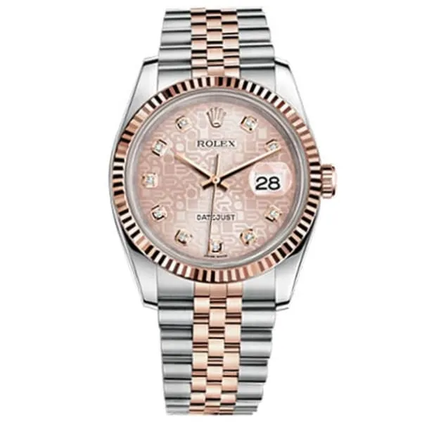 Rolex Bracelets Rolex Datejust 36mm Ref 116231PJDJ Pink Jubilee Diamond Dial Two Tone Stainless Steel 18K Rose Gold Jubilee Bracelet Watch