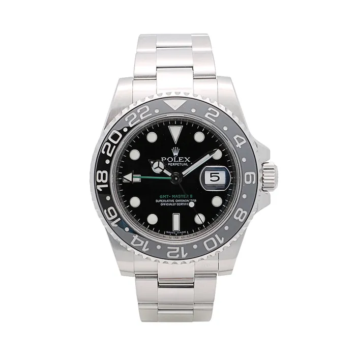 Rolex GMTMaster II Stainless Steel Black Cerachrom Bezel 40mm Automatic Preowned Preowned Rolex Bracelets