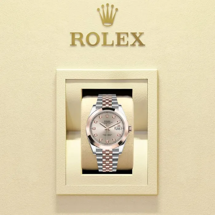 Rolex Rolex Datejust 41mm Ref 1263010008 Sundust Diamond Dial Two Tone Stainless Steel 18K Rose Gold Jubilee Bracelet Mens Watch Bracelets