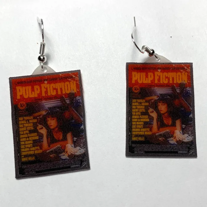 Sam Makes Things Earrings Pulp FIction Movie Poster Handmade Earrings