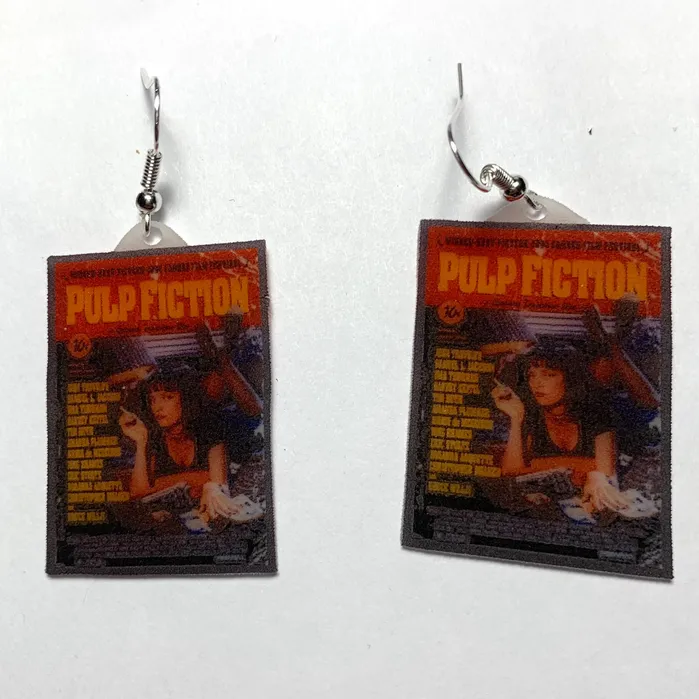 Sam Makes Things Earrings Pulp FIction Movie Poster Handmade Earrings