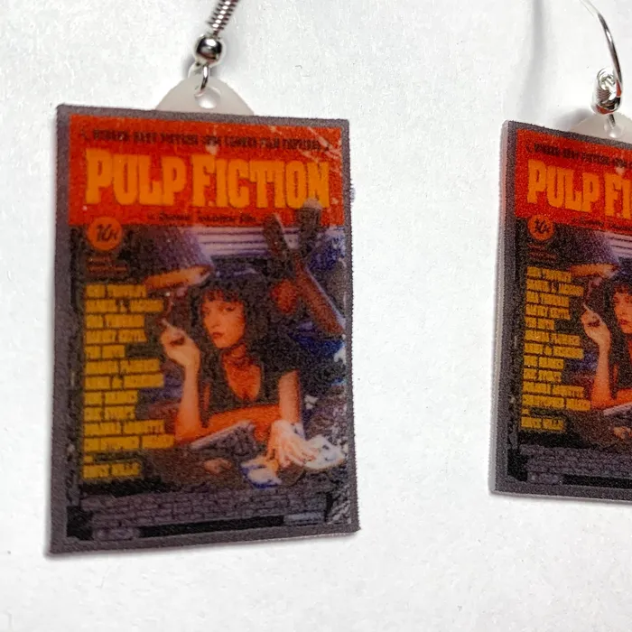 Sam Makes Things Earrings Pulp FIction Movie Poster Handmade Earrings