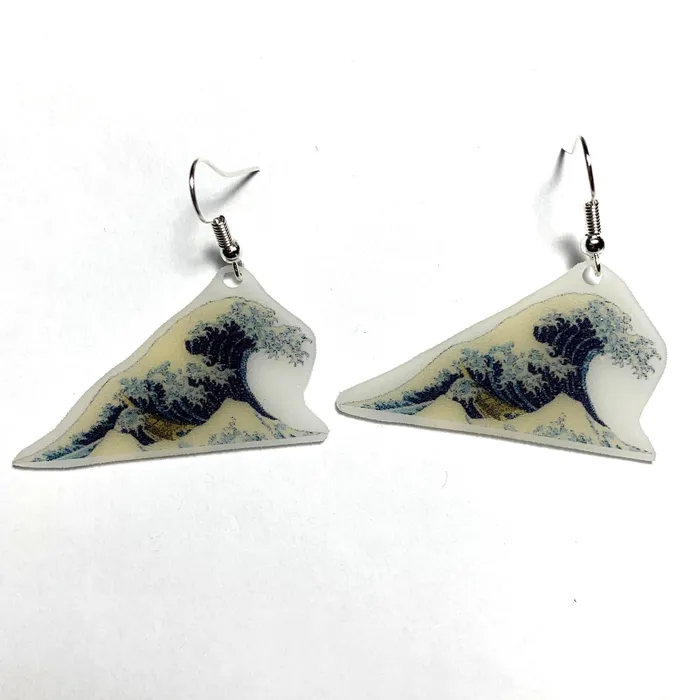 Sam Makes Things Earrings The Great Wave off Kawagana Painting Detailed Handmade Earrings Sam Makes Things Earrings The Great Wave off Kawagana Painting Detailed Handmade Earrings