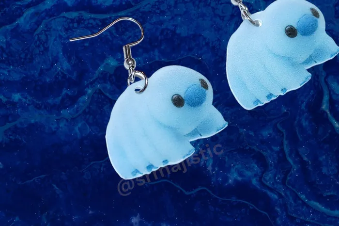 Sam Makes Things READY TO SHIP Build a Bear Water Bear Plush 2D Character Handmade Earrings Earrings