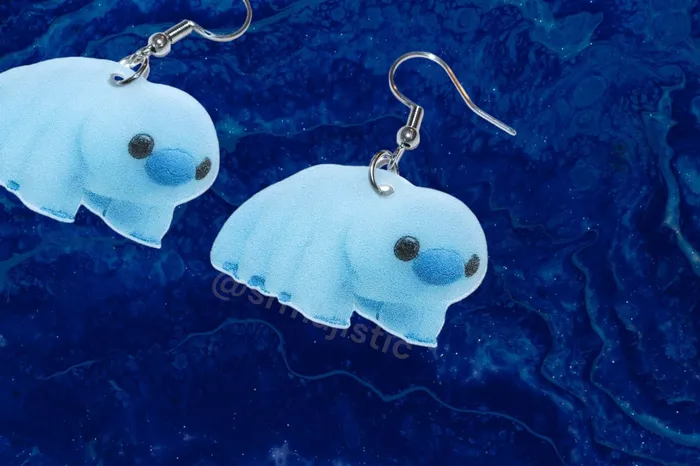 Sam Makes Things READY TO SHIP Build a Bear Water Bear Plush 2D Character Handmade Earrings Earrings