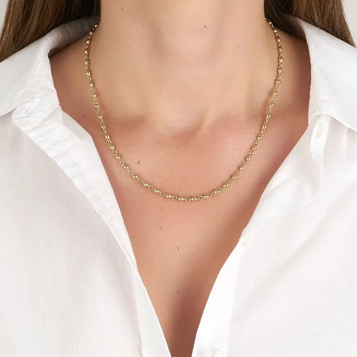Single Stone Necklaces Single Stone 18K Yellow Gold Rosary Chain Necklace Single Stone Necklaces Single Stone 18K Yellow Gold Rosary Chain Necklace