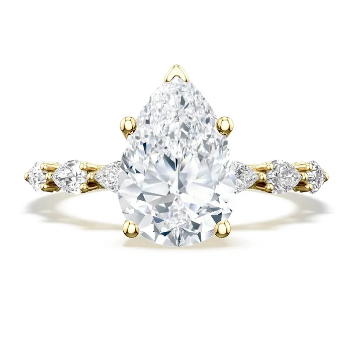 Tacori 18K Yellow Gold Sculpted Crescent Pear Semi Mount Diamond Ring Tacori Rings Tacori 18K Yellow Gold Sculpted Crescent Pear Semi Mount Diamond Ring Tacori Rings